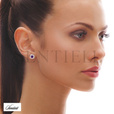 Silver (925) elegant round earrings with violet zirconia