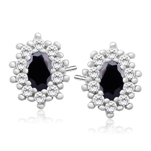 Silver (925) Earrings black colored zirconia