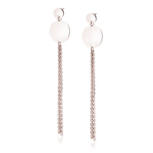 Silver (925) rose gold-plated earrings - circles with chains