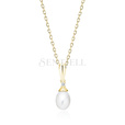 Silver (925) necklace with pearl and white zirconia