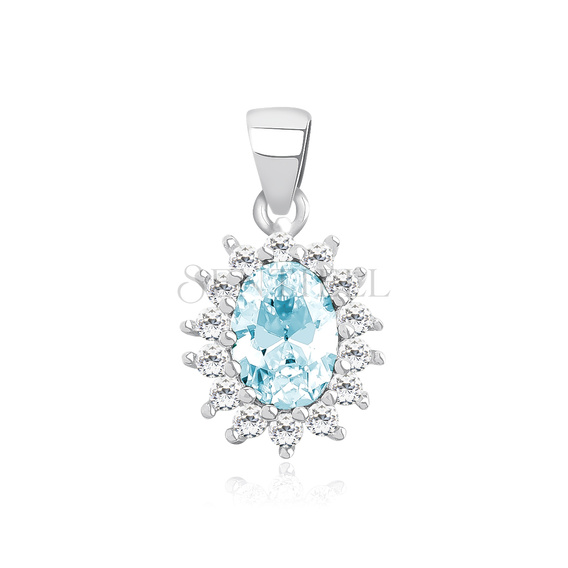 Srebrna elegancka zawieszka pr.925 z cyrkonią w kolorze Aqua Blue - karmazycja