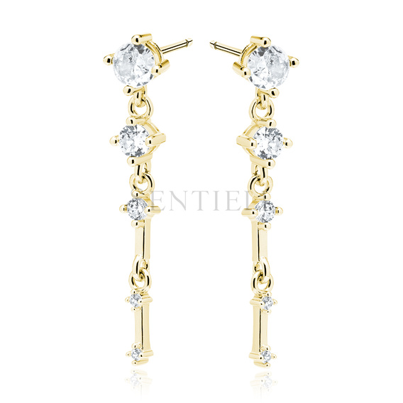 Silver (925) gold-plated earrings with white zirconias
