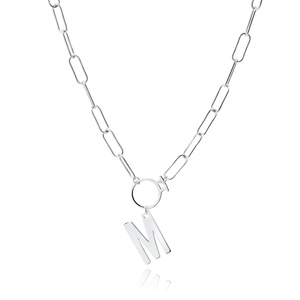 Silver (925) necklace - letter K with circle