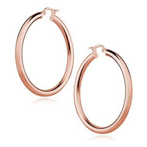 Silver (925) earrings hoops - rose gold-plated, highly polished