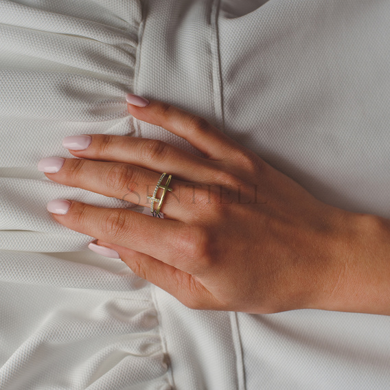 Silver (925) ring - crosses with white zirconia