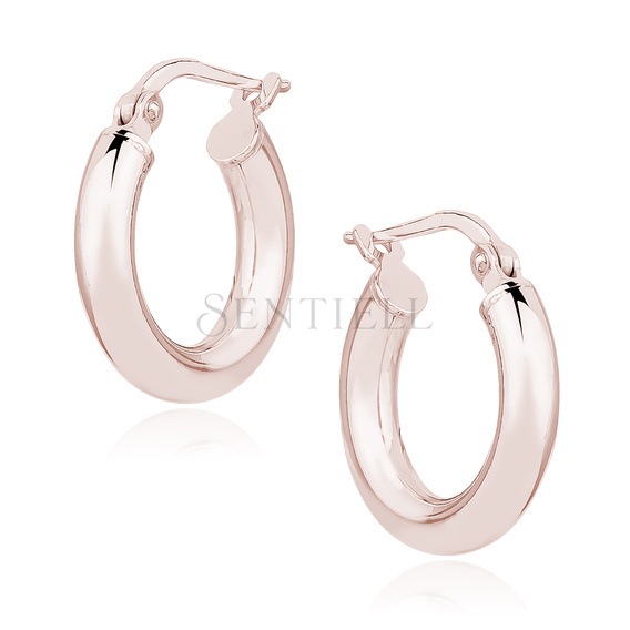 Silver (925) earrings hoops - rose gold-plated, highly polished