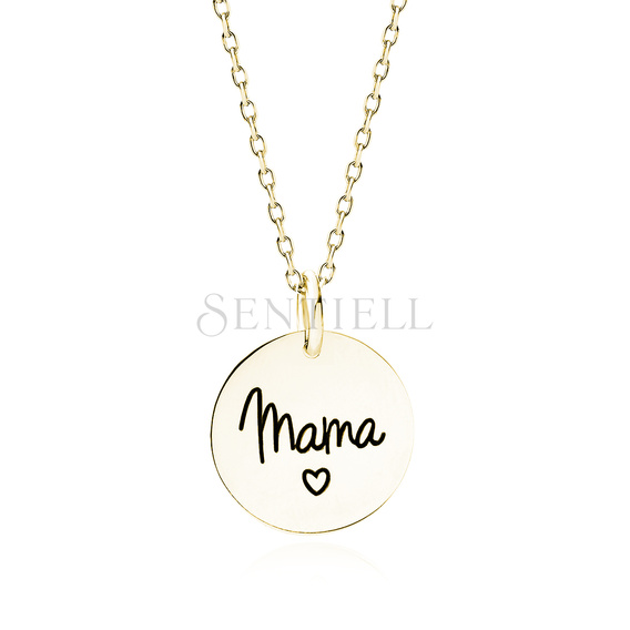 Silver (925) gold-plated necklace with black engraving - mama