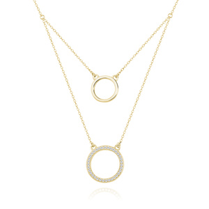 Silver (925) necklace - cirlces with zirconia - gold-plated