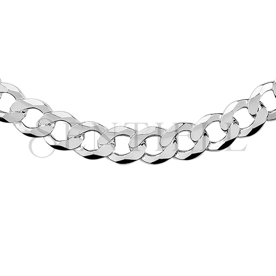 Silver (925) diamond-cut chain - curb extra flat rhodium-plated Ø 250
