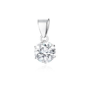 Silver (925) pendant round white zirconia diameter - 6mm