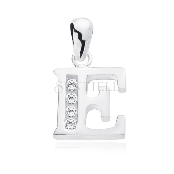 Silver (925) pendant white zirconia - letter E