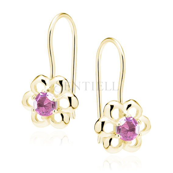 Silver (925) gold-plated Earrings pink zirconia