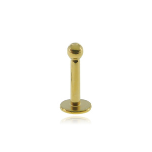 Stainless steel (316L) labret piercing with ball - for lips and chin - golden