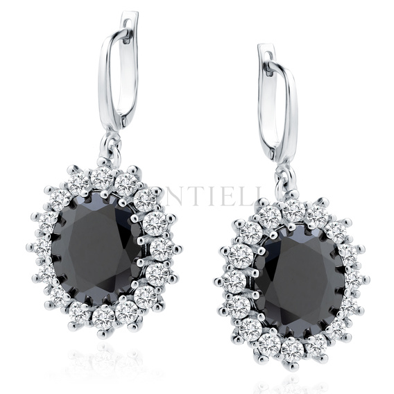 Silver (925) Earrings black colored zirconia