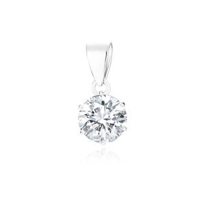 Silver (925) pendant round white zirconia diameter - 6mm