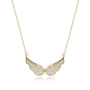 Silver (925) necklace - wings with zirconia, gold-plated