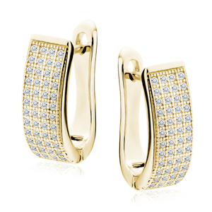 Silver (925) earrings white zirconia, gold-plated