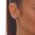 Silver (925) gold-plated round earrings with black zirconias