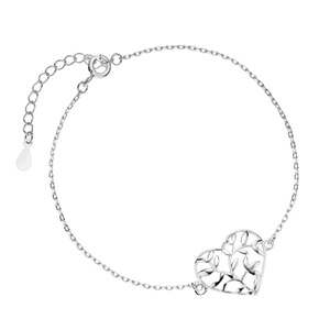 Silver (925) bracelet - heart with leafs