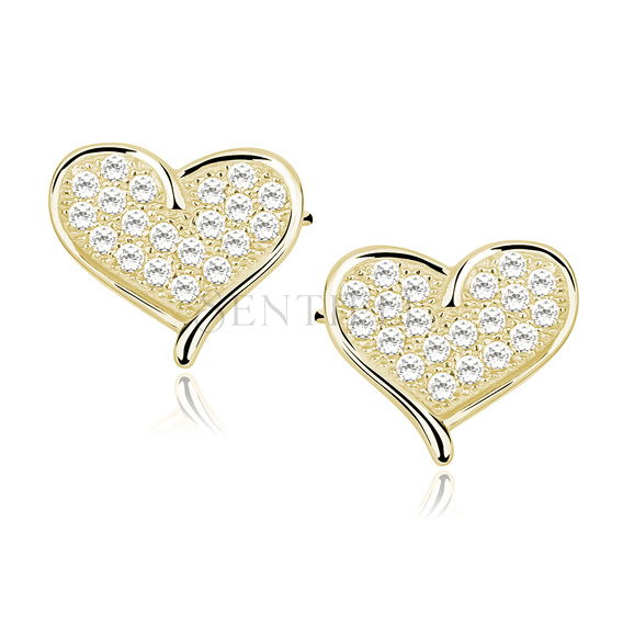 Silver (925) gold-plated heart earrings with zirconia