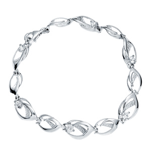 Srebrna elegancka bransoletka pr.925 z białymi cyrkoniami