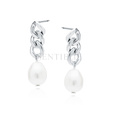 Silver (925) earrings - pearl on chain