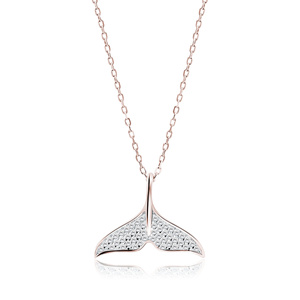 Silver (925) necklace whale tail with zirconias - rose gold-plated