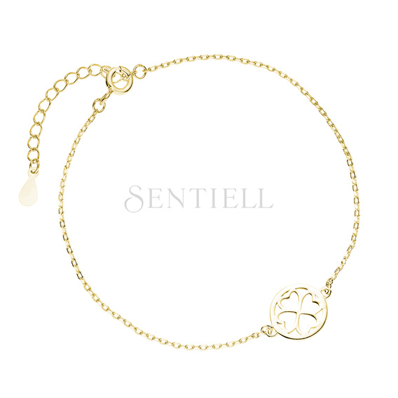 Silver (925) gold-plated bracelet - clover / hearts in a circle