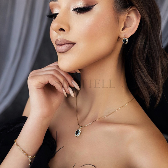 Silver (925) gold-plated earrings black zirconia