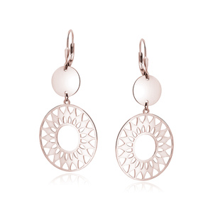 Silver (925) rose gold-plated earrings - mandala with circle