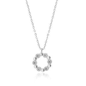 Silver (925) necklace - flower with zirconias