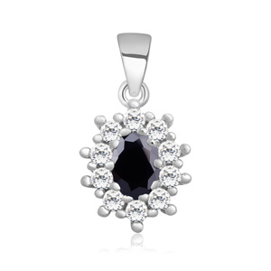 Silver (925) pendant black colored zirconia