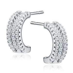 Silver (925)earrings open hoop with zirconia