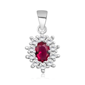 Silver (925) pendant ruby colored zirconia