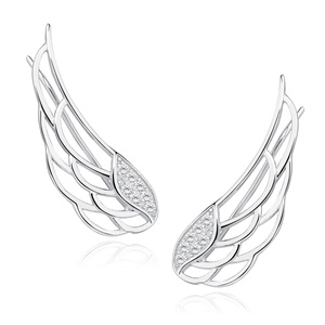 Silver (925) cuff earrings - wings with zirconia