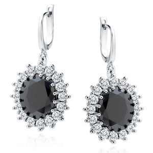 Silver (925) Earrings black colored zirconia