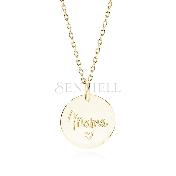 Silver (925) gold-plated necklace with white engraving - mama