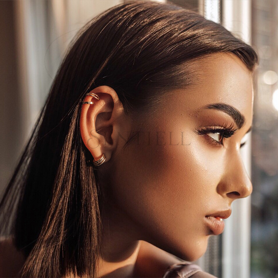 Silver (925) gold-plated three circles ear-cuff