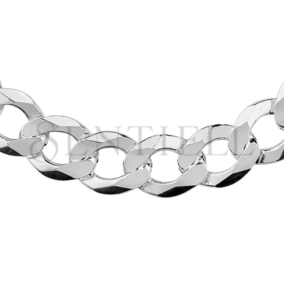 Silver (925) diamond-cut chain - curb extra flat rhodium-plated Ø 400
