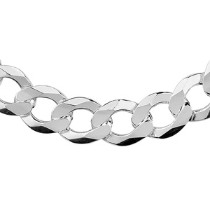 Silver (925) diamond-cut chain - curb extra flat rhodium-plated Ø 400