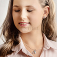 Silver (925) heart pendant - unicorn with various zirconias and sapphire eye