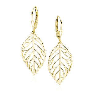 Silver (925) earrings gold-plated leaf