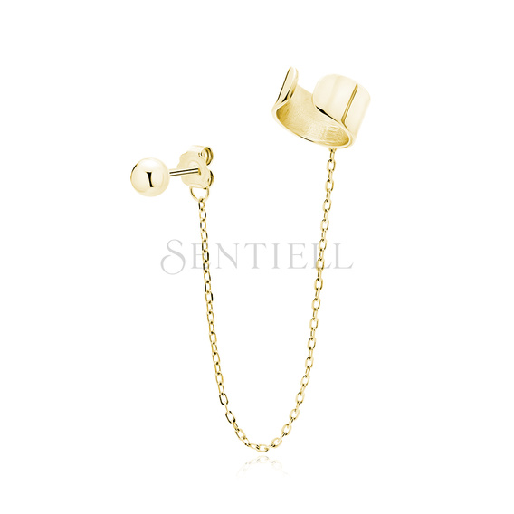 Silver (925) gold-plated earrings with ear-cuff on chain