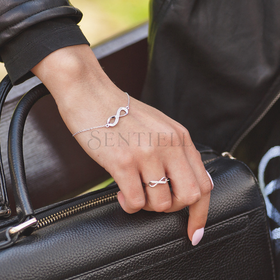 Silver (925) bracelet Infinity with zirconia rhodium-plated
