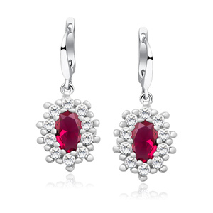 Silver (925) Earrings ruby colored zirconia