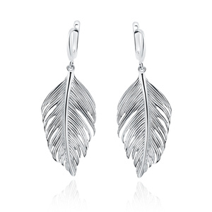 Silver (925) elegant feather earrings