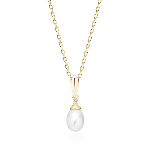 Silver (925) necklace with pearl and white zirconia
