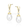 Silver (925) pearl gold-plated earrings with white zirconia