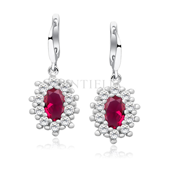 Silver (925) Earrings ruby colored zirconia