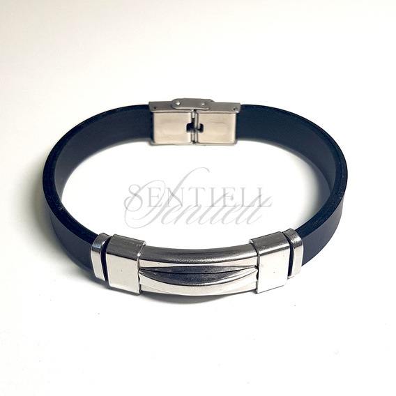 Stainless steel bracelet with rubber strap